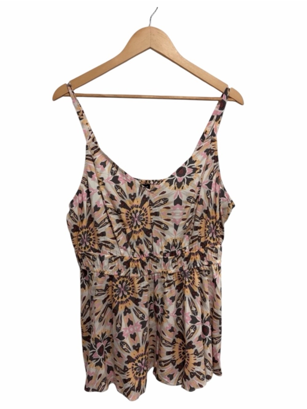 2/$30 Torrid Women’s Babydoll Washable Challis Lace Trim Tank in Medallion Pink